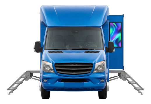 Step van featuring fold-out steps and vibrant LED display.