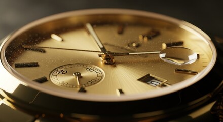 A golden watch is a luxury timepiece showcasing expensive jewelry.