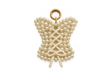 Pearl corset top charm with golden ring