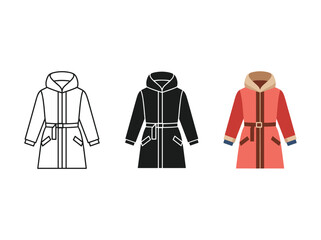 Three winter parka coats in different colors with hood © MD ABDUL HANNAN