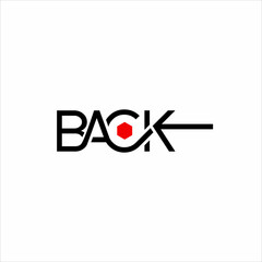 "Back" word logo design with target concept.