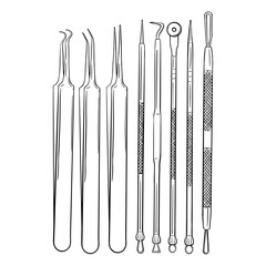 Pimple and Comedone Extractor Tool set for Facial Acne. Isolated icon on the transparent background. Hand drawn digital illustration. SVG