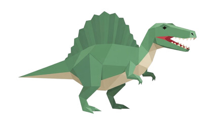 Fototapeta premium Low Poly Spinosaurus Dinosaur Illustration – Faceted Polygon Vector