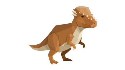 Low Poly Pachycephalosaurus Dinosaur Illustration &ndash; Faceted Polygon Vector