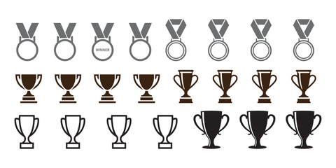 Awards and trophies icons for recognition and achievement