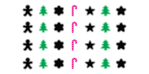 Festive Christmas trees and candy canes on black background