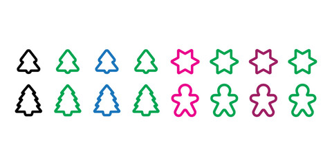 Vibrant neon Christmas symbols on black background