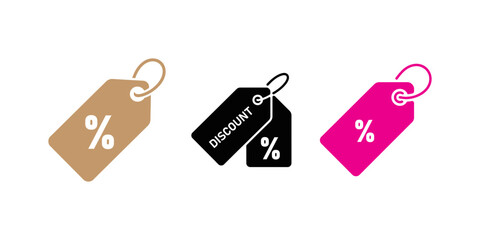 Discount tags with percentage symbols on black background
