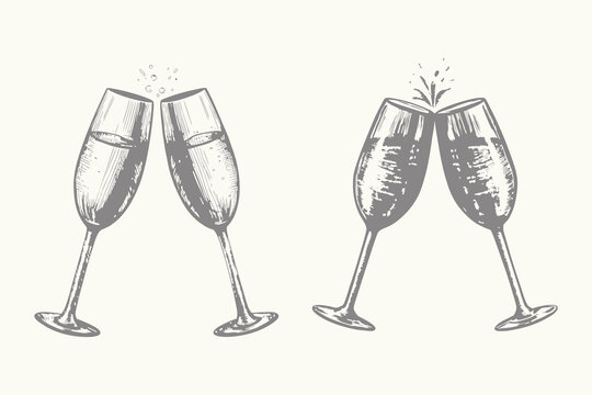 Sketch glass vector illustration.  old fashioned, manhattan, martini, sidecar glass hand drawn engraving vector illustration vintage style. Eps 10