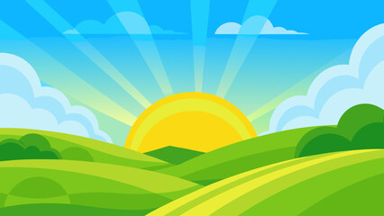 summer landscape with green grass