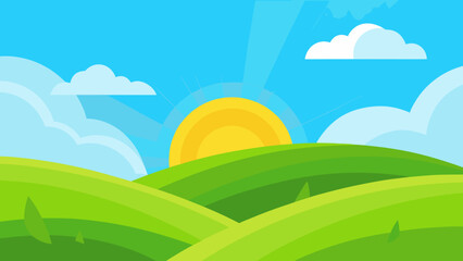 landscape with green grass and blue sky