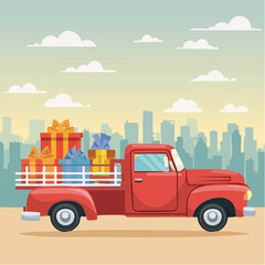 Vintage Red Truck Loaded with Lots of Gifts17