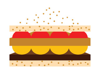 Delicious layered dessert with red fruit and crumbs