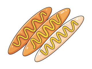 Hot dogs with ketchup and mustard