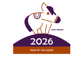 2026 Year of the Horse Zodiac Greeting Illustration