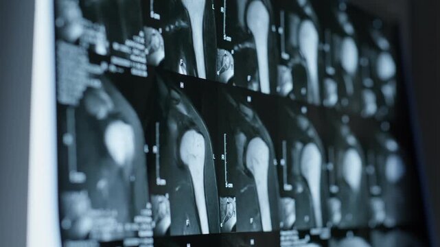 X-ray imaging human bones on display closeup. Professional radiography expertise
