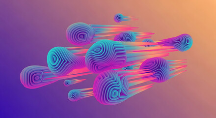 Abstract illustration of multiple layered spheres moving rapidly across a gradient background