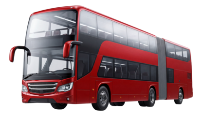 Double-decker bus with upper deck windows and flexible joint for smooth turns.