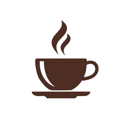 Fototapeta premium Steaming Cup of Coffee Vector Icon on Saucer Minimalist Design for Beverage Concept