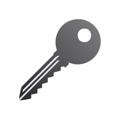 Isolated Gradient Metal Key on Plain Background Unlocks Security or Privacy Illustration Element
