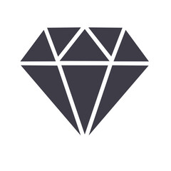 Elegant Diamond Icon Symbolizing Riches, Value, and Luxury in a Modern Flat Design