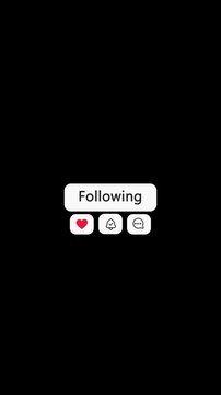Animated Follow Button UI with Like, Bell and Comment Icons | Vertical 4K Transparent