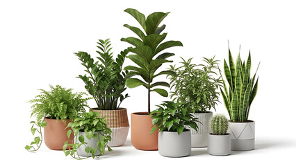 Obraz premium Collection of indoor houseplants in pots