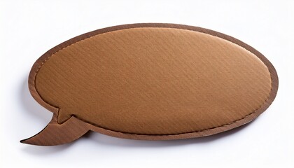 Oval Kraft Paper Speech Bubble With Corrugated Texture Cardboard Cutout Shape For Messaging Natural Brown Color On White Background Isolated On A Transparent Background