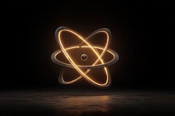 Glowing Atomic Structure Symbol on Dark Background