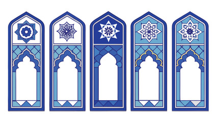 collection of four unique designs featuring different styles of arches and windows, highlighting architectural diversity..eps