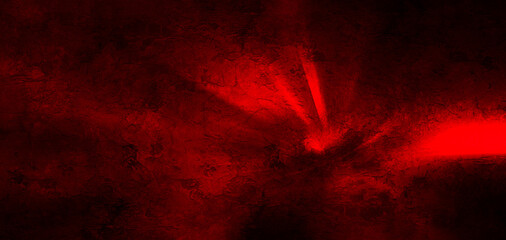 Dramatic Red Light Rays in Smoky Darkness .Moody and atmospheric abstract texture with deep red light forms on a dark background. Dramatic and mysterious overlay effect for cinematic or artistic