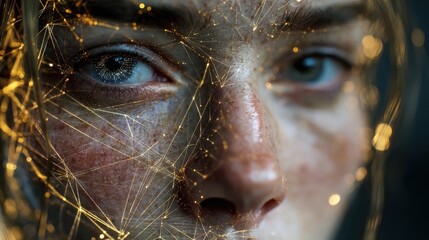 digital serenity a closeup portrait of a highly advanced ai capturing the essence of technological innovation digital connection mesh overlaying the face