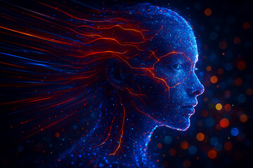 Futuristic neural network human profile