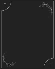 Black background on funeral. empty card