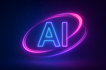 Neon AI logo with pink and blue glow