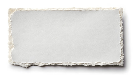 Fototapeta premium Torn white paper sheet with rough edges on white background, blank space for copy, isolated on white