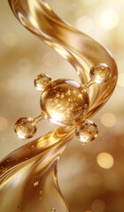 Obraz premium 3D Abstract Luxurious Golden Essence Molecules