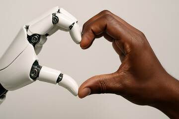 Human hand and robot arm connect in a circle