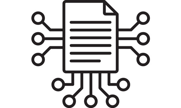 Document with connection lines data transfer icon modern design on transparent background silhouette