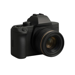 Fototapeta premium Black dslr camera isolated on transparent background