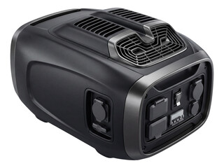 Obraz premium Car generator featuring rooftop exhaust vents and external power outlets.