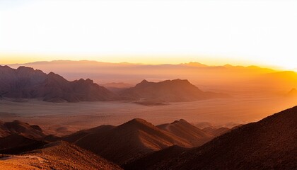 A Panoramic Desert Mountain Range At Golden Hour Sunrise Or Sunset Isolated On Transparent Background