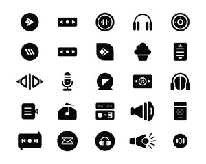 Music and Audio Icons for App UI, Website Interface and Media Design
