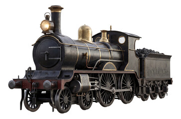 Fototapeta premium Vintage steam train featuring a single headlamp and open footplate design.