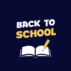 Creative back to school typography with books and pen icons vector