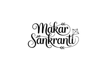 Makar Sankranti Festival Decorative Black Script Vector Typography