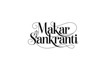Makar Sankranti Festival Decorative Black Script Vector Typography
