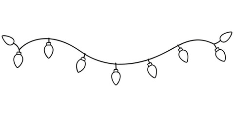 Christmas lights vector line art on white background festive decoration
