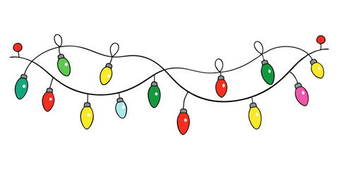 Line art illustration of Christmas lights holiday decoration design