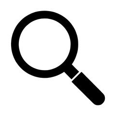 Solid black magnifying glass icon simple design magnifier illustration